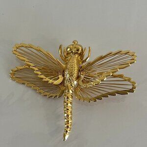 Monet Gold Dragonfly Brooch